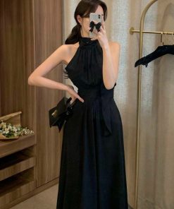 Noir Grace High-Neck Maxi Dress
